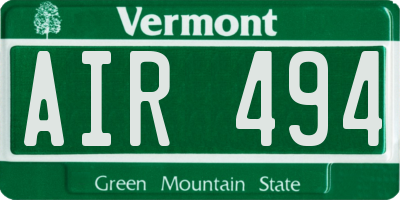 VT license plate AIR494