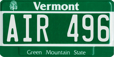VT license plate AIR496