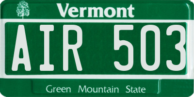 VT license plate AIR503