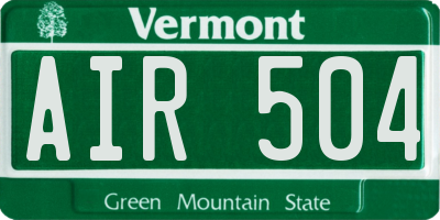 VT license plate AIR504