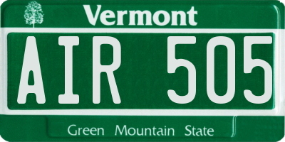 VT license plate AIR505
