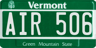 VT license plate AIR506