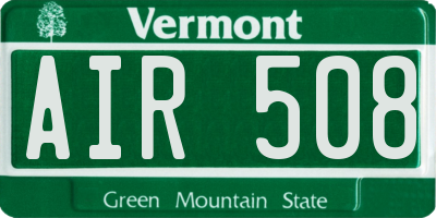VT license plate AIR508