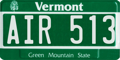 VT license plate AIR513