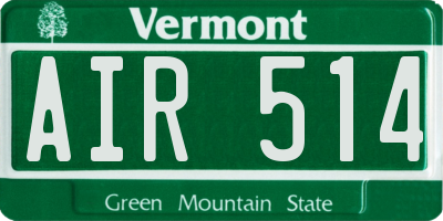 VT license plate AIR514