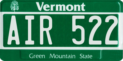VT license plate AIR522
