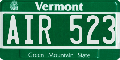 VT license plate AIR523