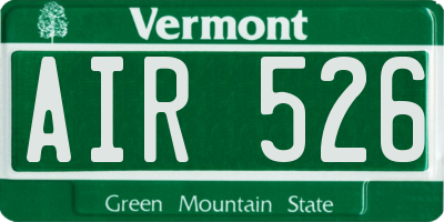 VT license plate AIR526