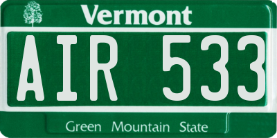 VT license plate AIR533
