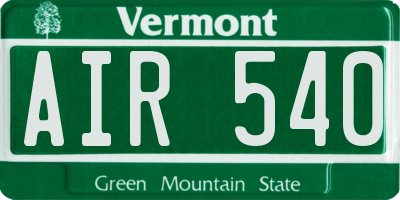 VT license plate AIR540