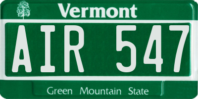 VT license plate AIR547