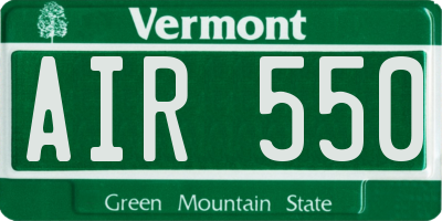 VT license plate AIR550