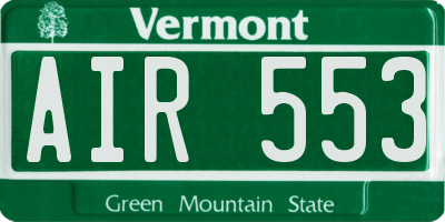VT license plate AIR553