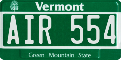 VT license plate AIR554