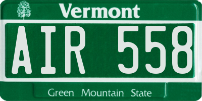 VT license plate AIR558