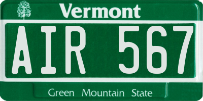 VT license plate AIR567