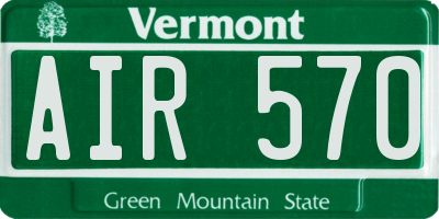 VT license plate AIR570
