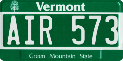 VT license plate AIR573