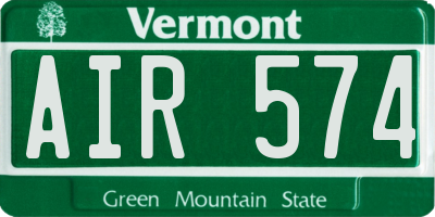 VT license plate AIR574