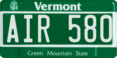 VT license plate AIR580