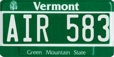 VT license plate AIR583
