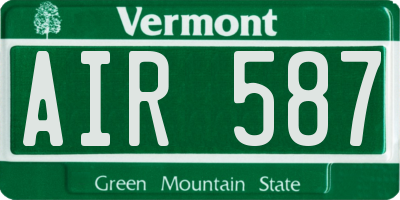 VT license plate AIR587