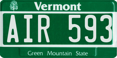 VT license plate AIR593