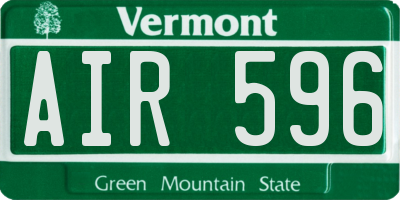 VT license plate AIR596