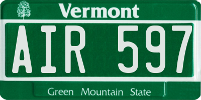 VT license plate AIR597