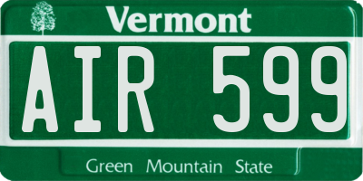 VT license plate AIR599