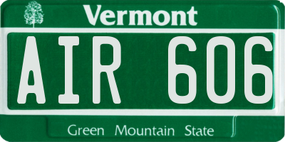 VT license plate AIR606
