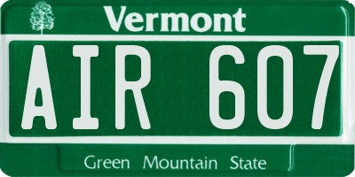 VT license plate AIR607