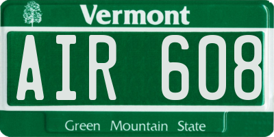 VT license plate AIR608