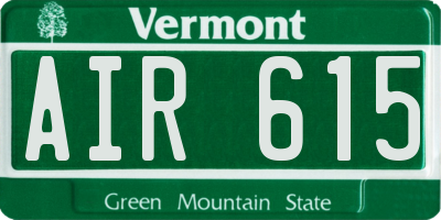 VT license plate AIR615