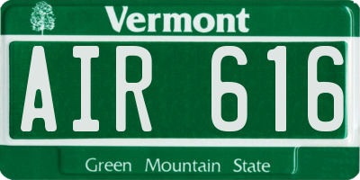 VT license plate AIR616