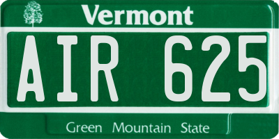 VT license plate AIR625