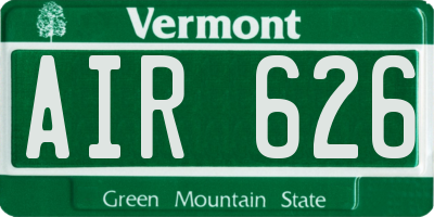 VT license plate AIR626