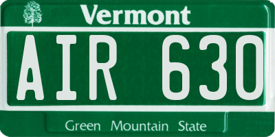 VT license plate AIR630