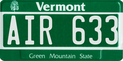 VT license plate AIR633