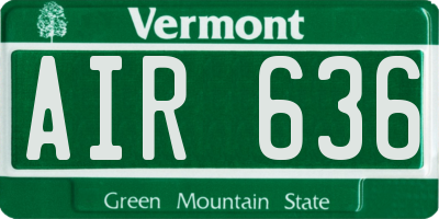 VT license plate AIR636