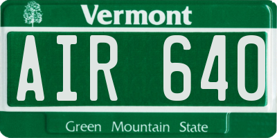 VT license plate AIR640