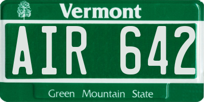 VT license plate AIR642