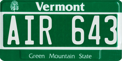 VT license plate AIR643