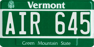VT license plate AIR645