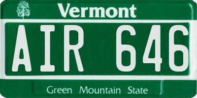 VT license plate AIR646