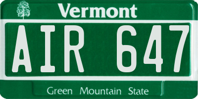 VT license plate AIR647