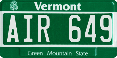 VT license plate AIR649