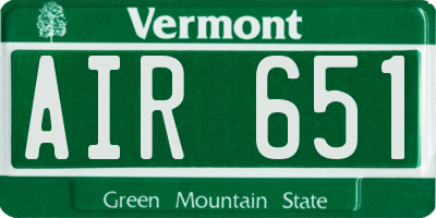 VT license plate AIR651