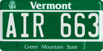 VT license plate AIR663
