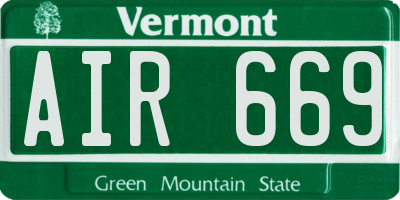 VT license plate AIR669
